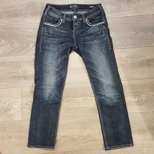 blue dark wash Silver jean capris